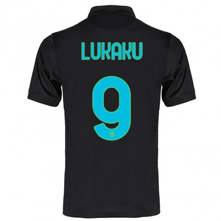Kinder Fußball Romelu Lukaku #9 Schwarz Ausweichtrikot Trikot 2021/22 T-Shirt