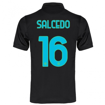 Kinder Fußball Eddie Salcedo #16 Schwarz Ausweichtrikot Trikot 2021/22 T-Shirt