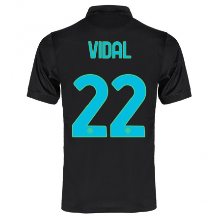 Kinder Fußball Arturo Vidal #22 Schwarz Ausweichtrikot Trikot 2021/22 T-Shirt