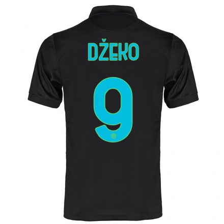 Kinder Fußball Edin Dzeko #9 Schwarz Ausweichtrikot Trikot 2021/22 T-Shirt