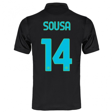 Kinder Fußball Kathellen Sousa #14 Schwarz Ausweichtrikot Trikot 2021/22 T-Shirt