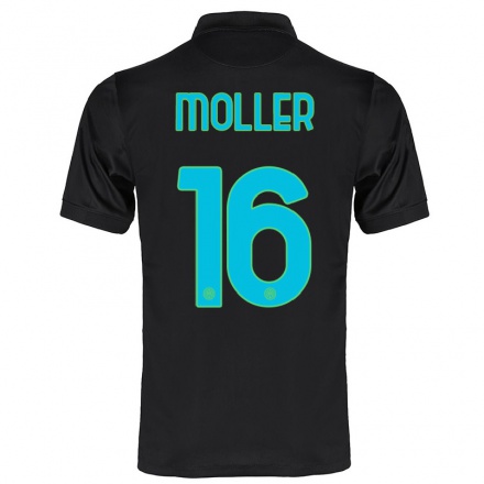 Kinder Fußball Caroline Moller #16 Schwarz Ausweichtrikot Trikot 2021/22 T-Shirt