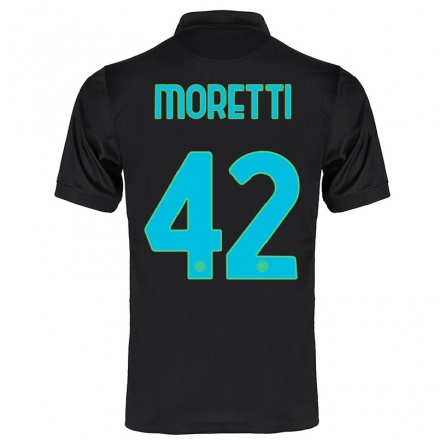 Kinder Fußball Lorenzo Moretti #42 Schwarz Ausweichtrikot Trikot 2021/22 T-shirt