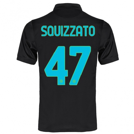 Kinder Fußball Niccolo Squizzato #47 Schwarz Ausweichtrikot Trikot 2021/22 T-Shirt