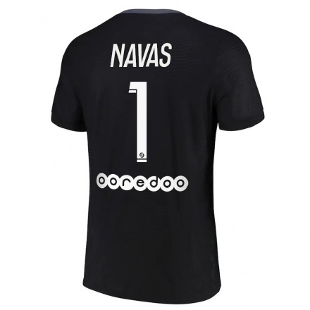 Kinder Fußball Keylor Navas #1 Schwarz Ausweichtrikot Trikot 2021/22 T-Shirt