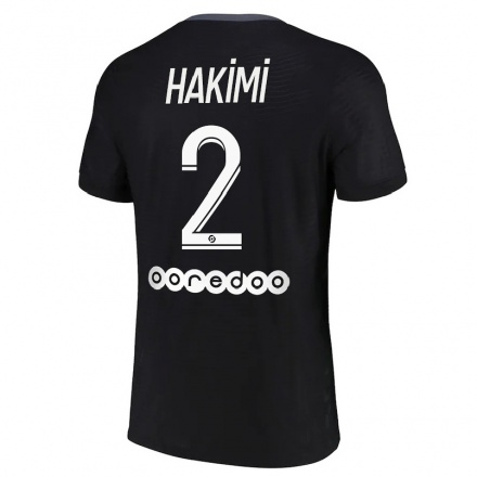 Kinder Fußball Achraf Hakimi #2 Schwarz Ausweichtrikot Trikot 2021/22 T-shirt