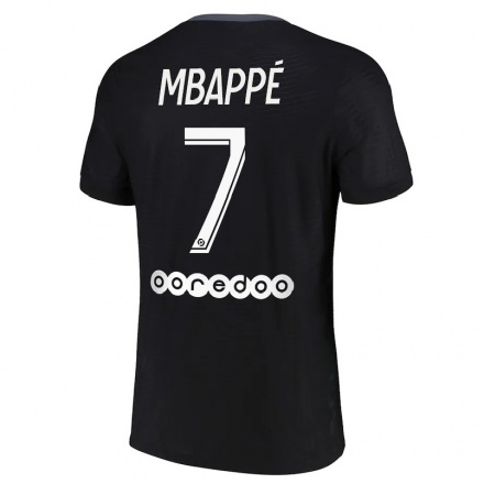 Kinder Fußball Kylian Mbappe #7 Schwarz Ausweichtrikot Trikot 2021/22 T-Shirt