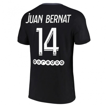 Kinder Fußball Juan Bernat #14 Schwarz Ausweichtrikot Trikot 2021/22 T-shirt