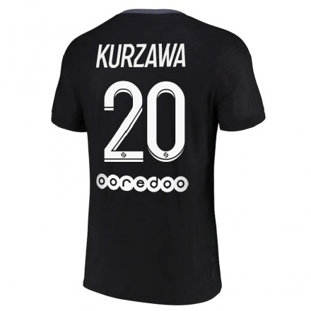 Kinder Fußball Layvin Kurzawa #20 Schwarz Ausweichtrikot Trikot 2021/22 T-Shirt