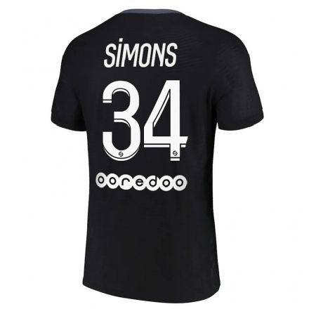 Kinder Fußball Xavi Simons #34 Schwarz Ausweichtrikot Trikot 2021/22 T-Shirt