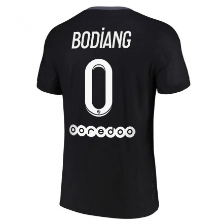 Kinder Fußball Moutanabi Bodiang #0 Schwarz Ausweichtrikot Trikot 2021/22 T-Shirt