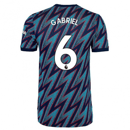 Kinder Fußball Gabriel Dos Santos Magalhaes #6 Blau Schwarz Ausweichtrikot Trikot 2021/22 T-shirt
