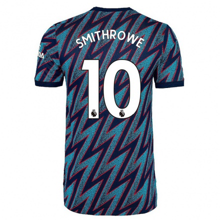 Kinder Fußball Emile Smith Rowe #10 Blau Schwarz Ausweichtrikot Trikot 2021/22 T-shirt