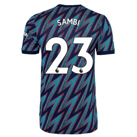 Kinder Fußball Albert Sambi Lokonga #23 Blau Schwarz Ausweichtrikot Trikot 2021/22 T-shirt
