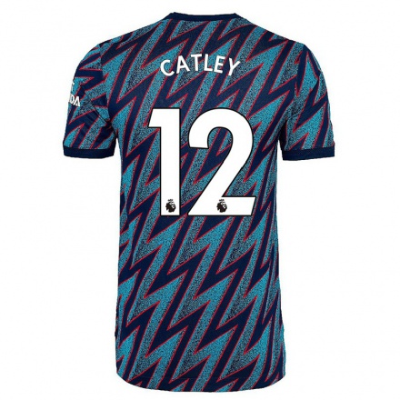 Kinder Fußball Steph Catley #12 Blau Schwarz Ausweichtrikot Trikot 2021/22 T-Shirt