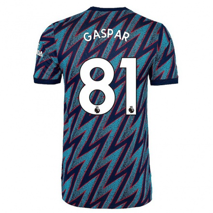 Kinder Fußball Luigi Gaspar #81 Blau Schwarz Ausweichtrikot Trikot 2021/22 T-shirt