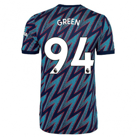 Kinder Fußball Kaleel Green #94 Blau Schwarz Ausweichtrikot Trikot 2021/22 T-shirt