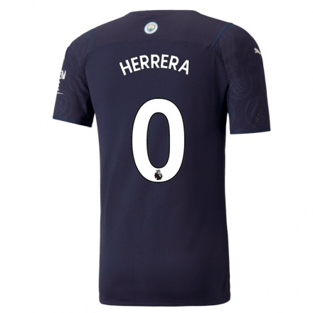 Kinder Fußball Yangel Herrera #0 Dunkelblau Ausweichtrikot Trikot 2021/22 T-shirt