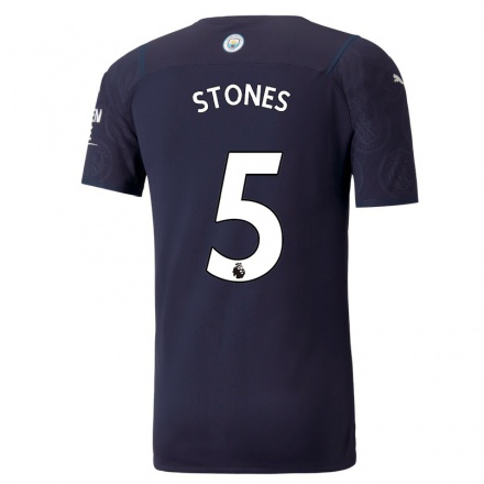 Kinder Fußball John Stones #5 Dunkelblau Ausweichtrikot Trikot 2021/22 T-shirt