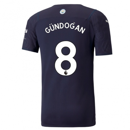 Kinder Fußball Ilkay Gundogan #8 Dunkelblau Ausweichtrikot Trikot 2021/22 T-Shirt