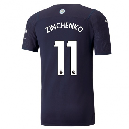 Kinder Fußball Oleksandr Zinchenko #11 Dunkelblau Ausweichtrikot Trikot 2021/22 T-shirt