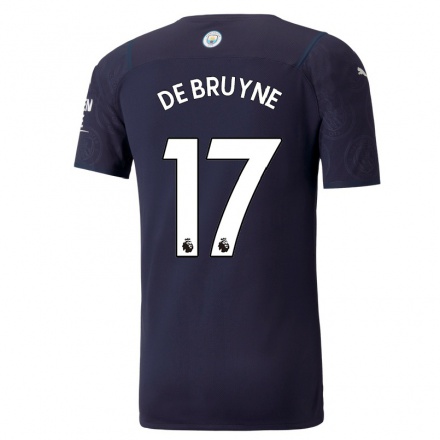 Kinder Fußball Kevin De Bruyne #17 Dunkelblau Ausweichtrikot Trikot 2021/22 T-shirt