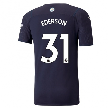Kinder Fußball Ederson #31 Dunkelblau Ausweichtrikot Trikot 2021/22 T-Shirt