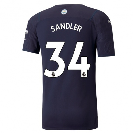 Kinder Fußball Philippe Sandler #34 Dunkelblau Ausweichtrikot Trikot 2021/22 T-shirt
