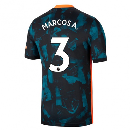 Kinder Fußball Marcos Alonso #3 Dunkelblau Ausweichtrikot Trikot 2021/22 T-shirt