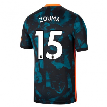 Kinder Fußball Kurt Zouma #15 Dunkelblau Ausweichtrikot Trikot 2021/22 T-Shirt