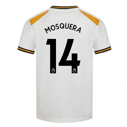 Kinder Fußball Yerson Mosquera #14 Weiß Gelb Ausweichtrikot Trikot 2021/22 T-Shirt