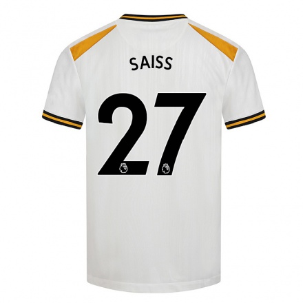 Kinder Fußball Romain Saiss #27 Weiß Gelb Ausweichtrikot Trikot 2021/22 T-Shirt
