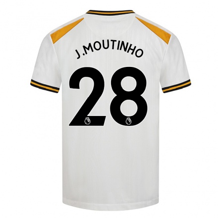 Kinder Fußball Joao Moutinho #28 Weiß Gelb Ausweichtrikot Trikot 2021/22 T-Shirt