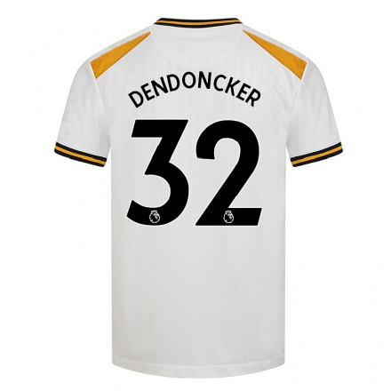 Kinder Fußball Leander Dendoncker #32 Weiß Gelb Ausweichtrikot Trikot 2021/22 T-Shirt
