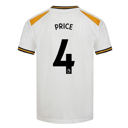 Kinder Fußball Anna Price #4 Weiß Gelb Ausweichtrikot Trikot 2021/22 T-Shirt
