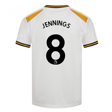 Kinder Fußball Shannie Jennings #8 Weiß Gelb Ausweichtrikot Trikot 2021/22 T-shirt