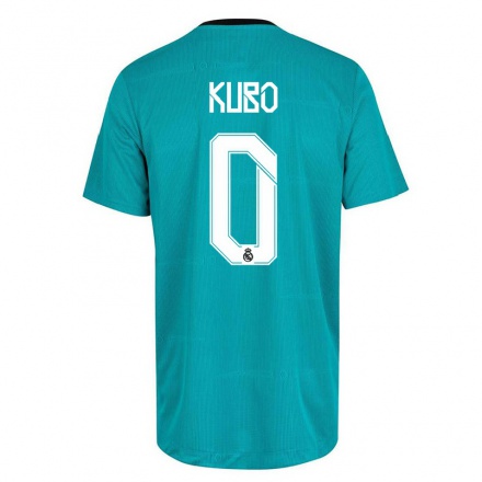 Kinder Fußball Takefusa Kubo #0 Hellgrun Ausweichtrikot Trikot 2021/22 T-Shirt