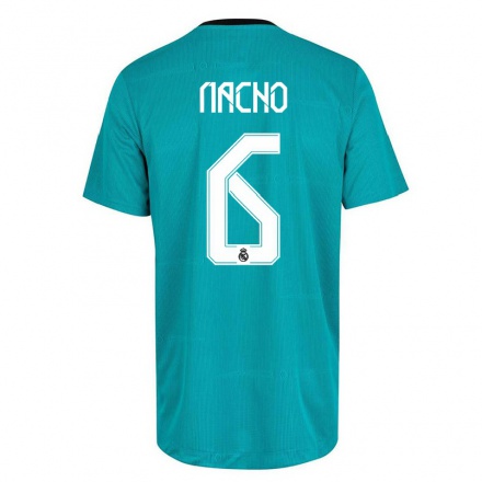 Kinder Fußball Nacho Fernandez #6 Hellgrun Ausweichtrikot Trikot 2021/22 T-Shirt