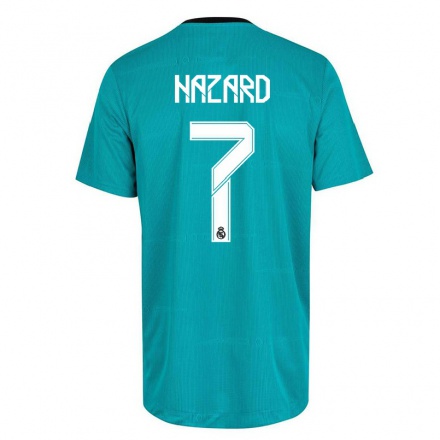 Kinder Fußball Eden Hazard #7 Hellgrun Ausweichtrikot Trikot 2021/22 T-Shirt