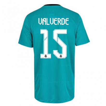 Kinder Fußball Fede Valverde #15 Hellgrun Ausweichtrikot Trikot 2021/22 T-Shirt