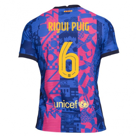 Kinder Fußball Riqui Puig #6 Blaue Rose Ausweichtrikot Trikot 2021/22 T-Shirt