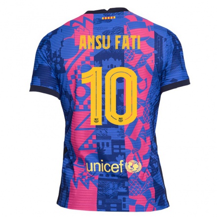 Kinder Fußball Ansu Fati #10 Blaue Rose Ausweichtrikot Trikot 2021/22 T-Shirt
