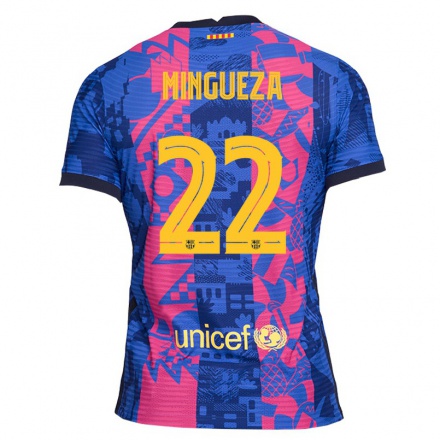 Kinder Fußball Oscar Mingueza #22 Blaue Rose Ausweichtrikot Trikot 2021/22 T-Shirt