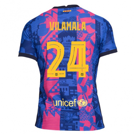 Kinder Fußball Bruna Vilamala #24 Blaue Rose Ausweichtrikot Trikot 2021/22 T-Shirt