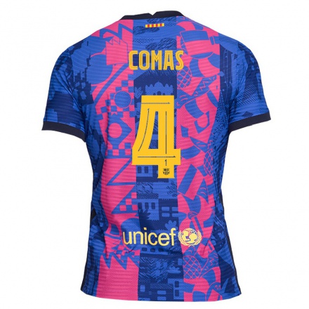 Kinder Fußball Arnau Comas #4 Blaue Rose Ausweichtrikot Trikot 2021/22 T-Shirt
