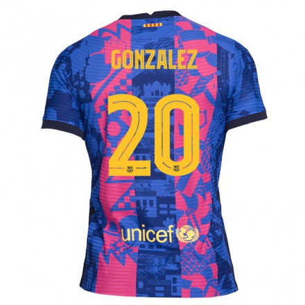 Kinder Fußball Nico Gonzalez #20 Blaue Rose Ausweichtrikot Trikot 2021/22 T-Shirt