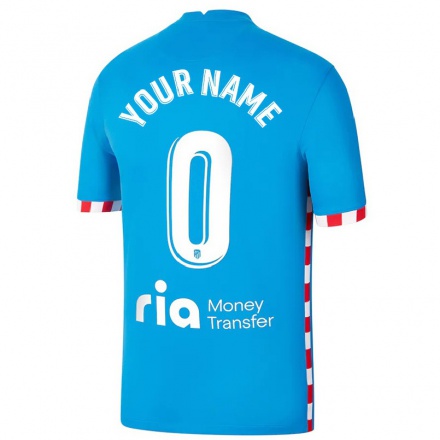 Kinder Fußball Ihren Namen #0 Blau Ausweichtrikot Trikot 2021/22 T-Shirt