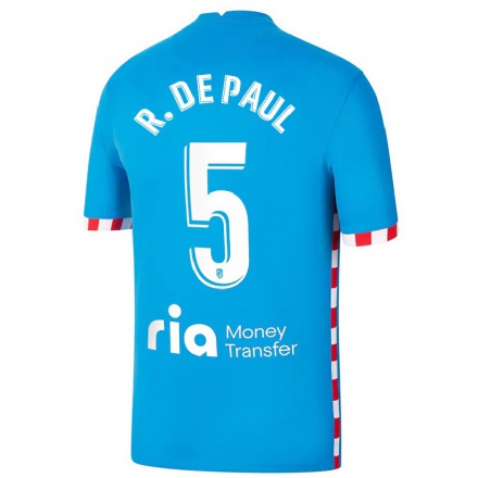 Kinder Fußball Rodrigo De Paul #5 Blau Ausweichtrikot Trikot 2021/22 T-shirt