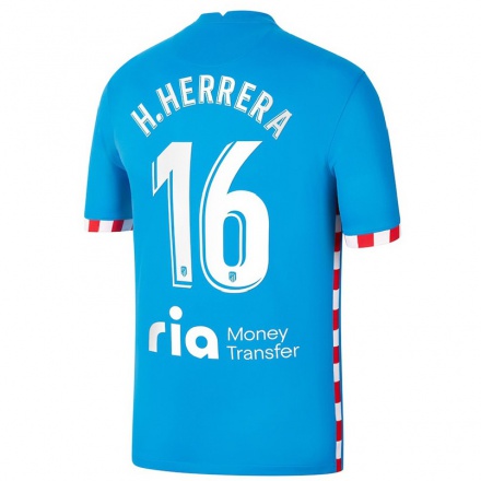 Kinder Fußball Hector Herrera #16 Blau Ausweichtrikot Trikot 2021/22 T-Shirt
