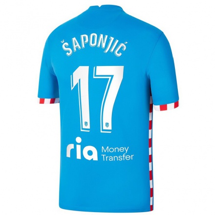 Kinder Fußball Ivan Saponjic #17 Blau Ausweichtrikot Trikot 2021/22 T-shirt